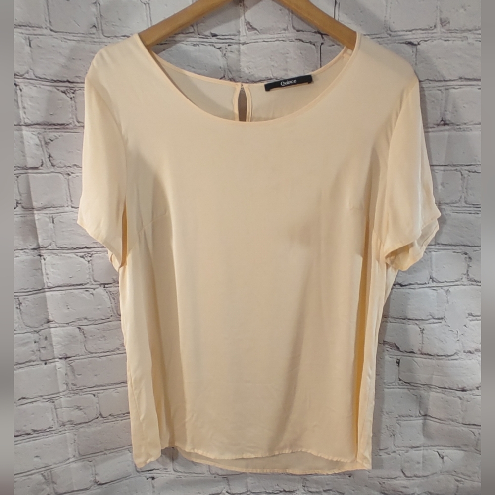 Quince Silk Scoop Cream Flowy Top XL